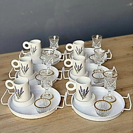 30 parça Lavanta Kahve Sunum Seti