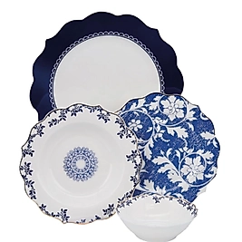 Pink More Modern Blue 24 parça 6 Kişilik Lüks Yemek Takımı