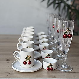 24 parça Özel Üretim Kirazlı Lüks Kahve Seti
