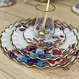 Çiçek Desenli 24 parça Çay Seti(kaşıksız)