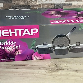 Mehtap 7 Parça Granit Tencere Seti (siyah)