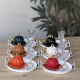 6 Kişilik 30 parça Sunum Tabaklı Kabak Fincan Seti