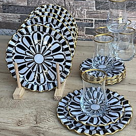 18 parça Cam Papatya Çay Seti