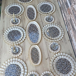 34 parça 6 kişilik Leopar Cam Kahvaltı Seti