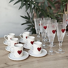 6 Kişilik 18 parça Lüks Love Kahve Seti