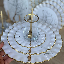 30 parça 6 kişilik Hayat Ağacı Cam Çay Seti